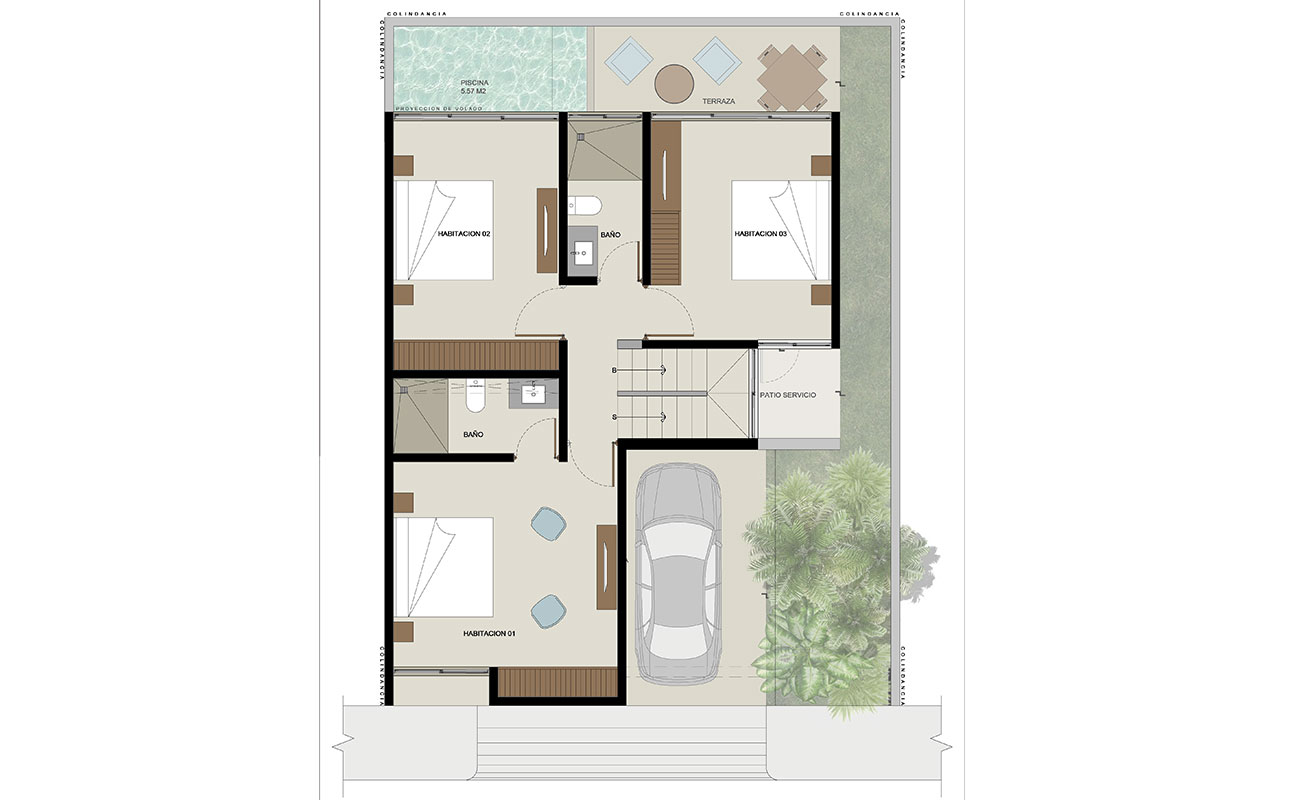 Casa K'iin Maya 2nd Level Floorplan