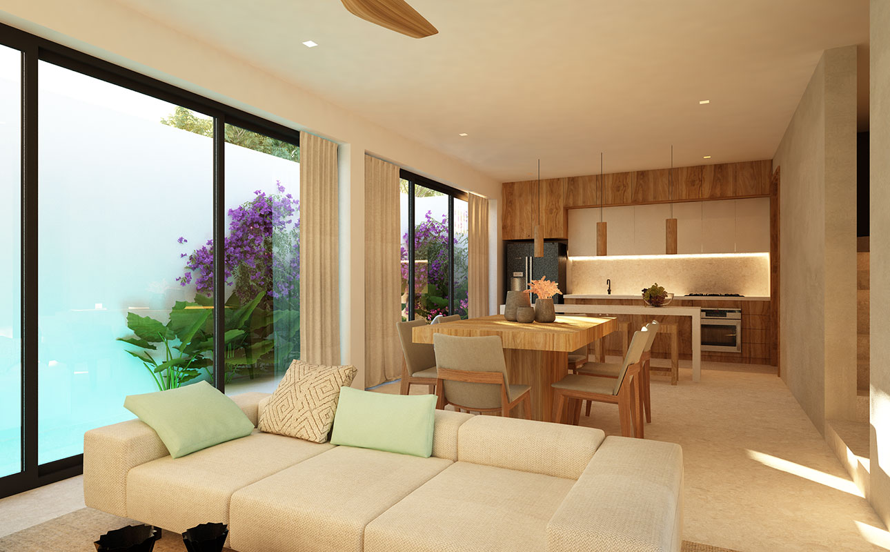 Casa K'iin living room rendering