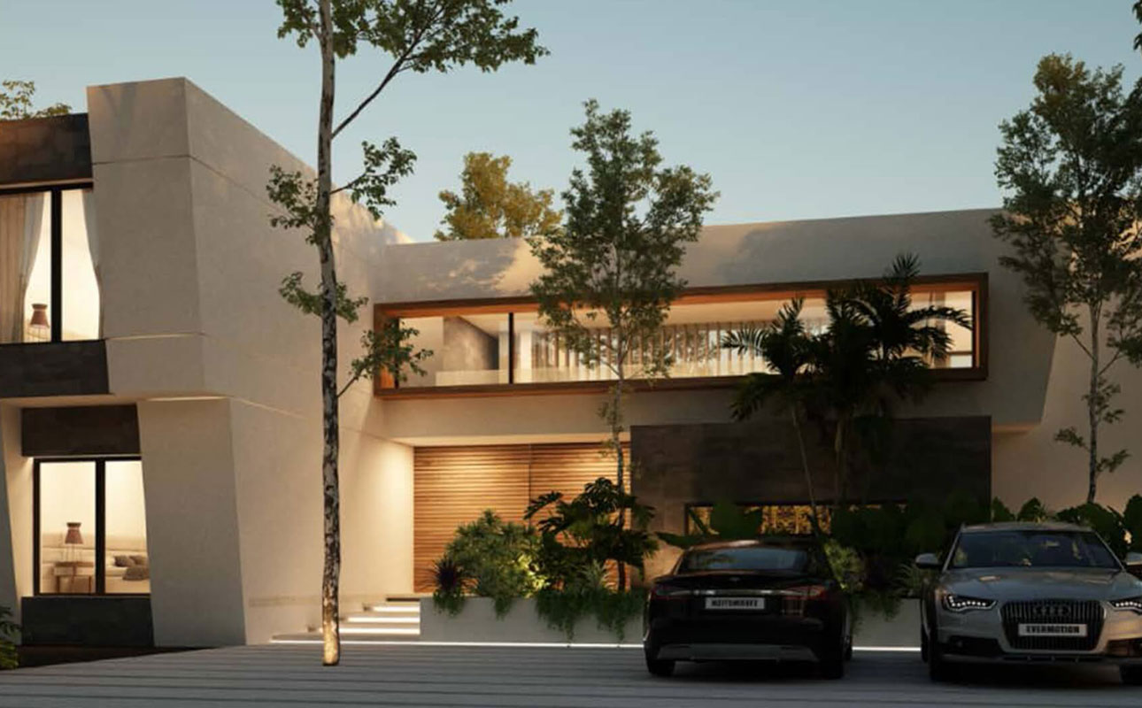 Casa Mariposa driveway rendering