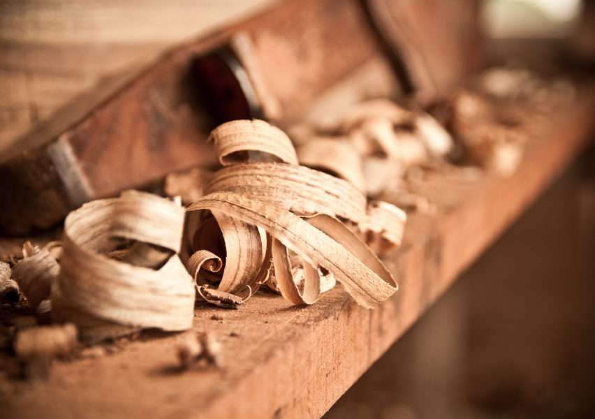 Close up image of wood shavings