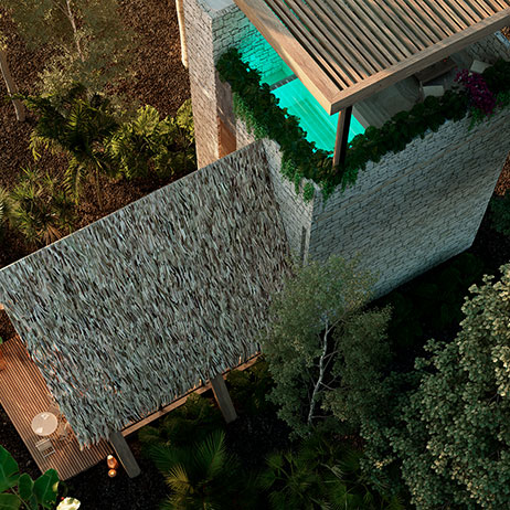 Aerial Rendering of Villa Ixchel